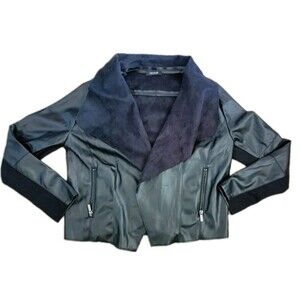 Escalier Jacket Blazer Size Large Vegan Leather Suede Black